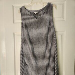 J.Jill linen dress - charcoal/white stripes size 10